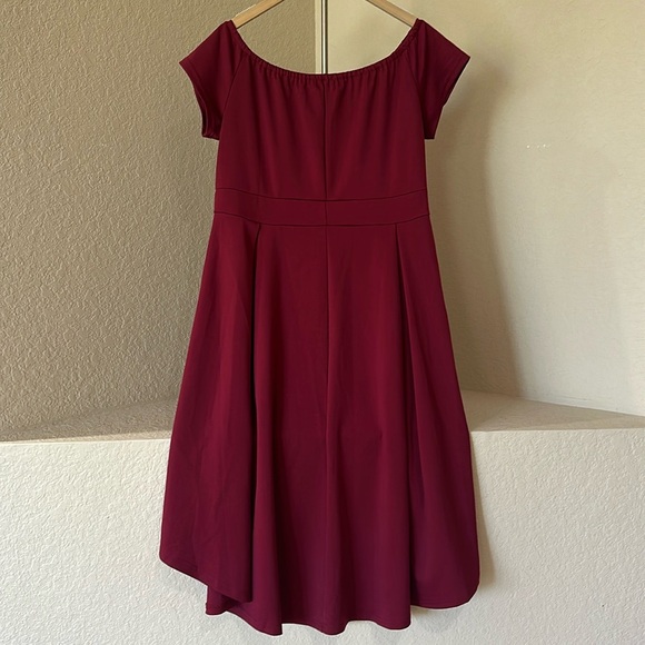 Women's Plus Size Off Shoulder Midi High Low Dress - Picture 4 of 10